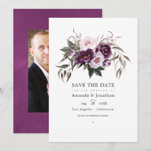 Reserve A Data Foto de casamento floral em veludo profundo