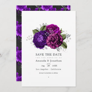 Reserve A Data Foto de Casamento Floral Real Roxo e Prata