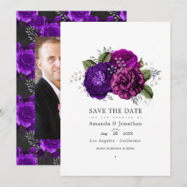 Reserve A Data Foto de casamento floral roxa e prata