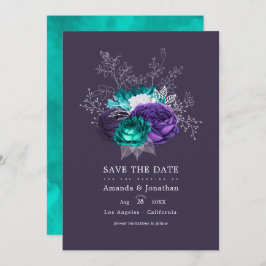 Reserve A Data Foto de Casamento Floral Rustic Violet and Turquoi