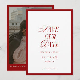 Reserve A Data Foto de casamento formal minimalista vermelho