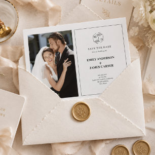 Reserve A Data Foto de casamento formal moderna com monograma ini