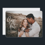 Reserve A Data Foto de casamento geométrica e com letra<br><div class="desc">Salvar data de casamento com foto geométrica e letra. A cor do fundo pode ser alterada. Abordagem moderna de casamento rústico com caligrafia.</div>