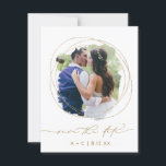 Reserve A Data Foto de Casamento Geométrico Greenery Watercolor<br><div class="desc">Os vossos convidados ficarão maravilhados quando abrirem o vosso belo cartão de salvamento e ele dar-lhes-á uma ideia do estilo do vosso próximo casamento! Isto combina com a nossa Coleção Geométrica Verde, mas na verdade deixámos de lado o verde deste para que não ultrapasse a tua fotografia. A estrutura geométrica...</div>