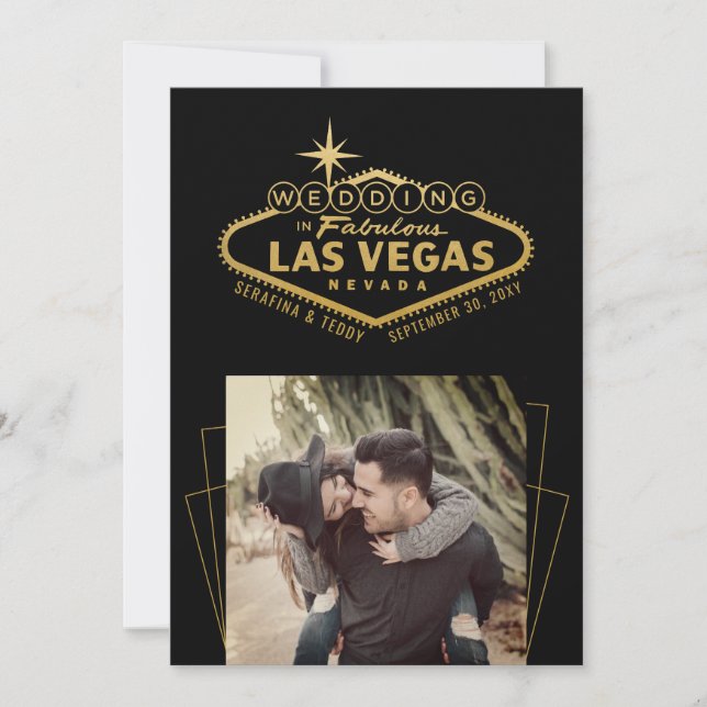 Reserve A Data Foto de casamento Gold Black Las Vegas (Frente)