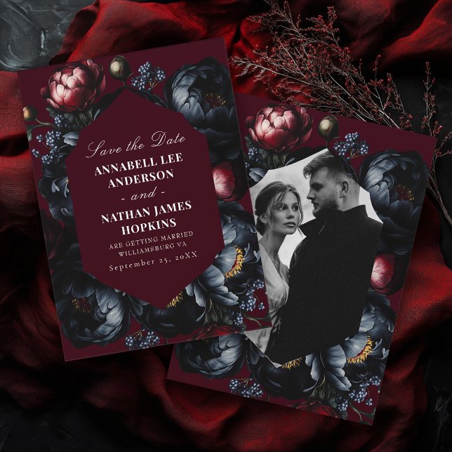 Reserve A Data Foto de Casamento Gótico de Peonia Romântica Escur (Criador carregado)