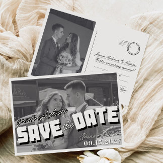 Reserve A Data Foto de casamento horizontal vintage preto e branc
