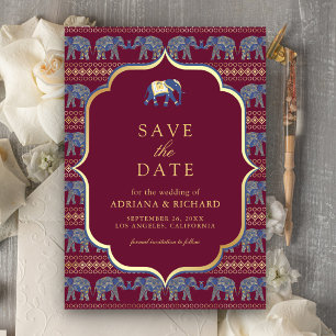 Reserve A Data Foto de Casamento Indiano de Elefante Dourado e Bo