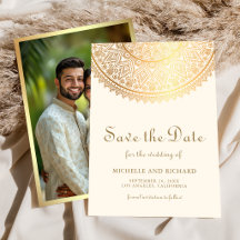 Foto de Casamento Indiano Mandala Cream Gold