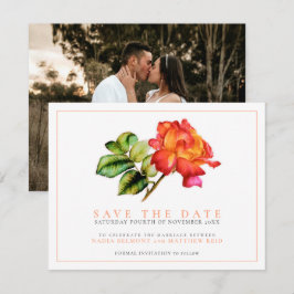 Reserve A Data Foto de casamento laranja de rosa com cor d'água d