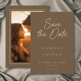 Reserve A Data Foto de casamento minimalista em marrom cacau