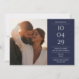 Reserve A Data Foto de casamento minimalista moderna azul marinho