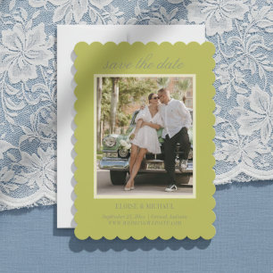 Reserve A Data Foto de casamento moderna em Script Chartreuse