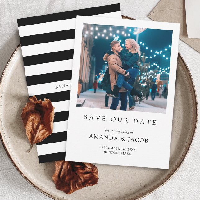 Reserve A Data Foto de casamento moderno (Modern Wedding Photo Save The Date)