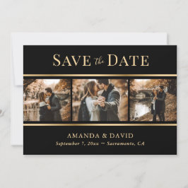 Reserve A Data Foto de Casamento Moderno Elegante Dourado Preto