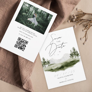 Reserve A Data Foto de casamento na floresta montanhosa em aquare