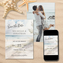 Foto de casamento na praia com aquarela costeira