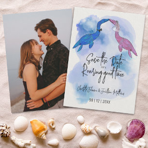 Reserve A Data Foto de casamento na praia com dinossauro engraçad