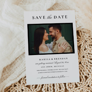 Reserve A Data Foto de casamento preto e branco elegante