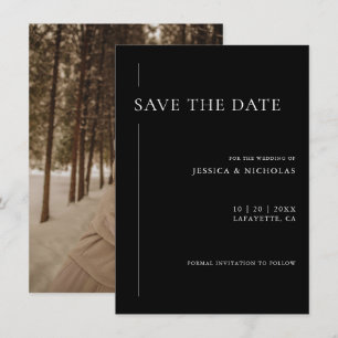 Reserve A Data Foto de Casamento Preto e Branco Moderno Elegante