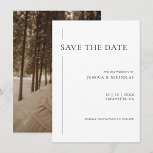 Reserve A Data Foto de Casamento Preto e Branco Moderno Elegante