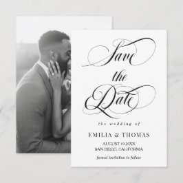 Reserve A Data Foto de casamento preto e branco para salvar a dat