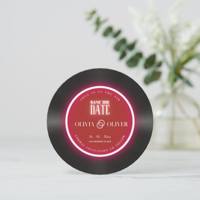 Reserve A Data foto de casamento romântico com vinil (Em pé/Frente)