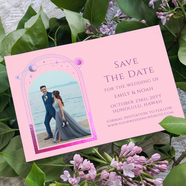Reserve A Data Foto de Casamento Rosa Roxo Místico Celestial (Criador carregado)