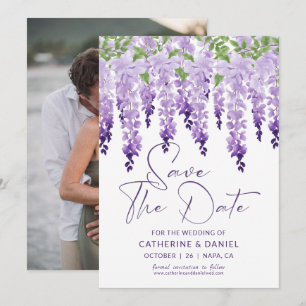 Reserve A Data Foto de casamento roxo glicínias aquarela
