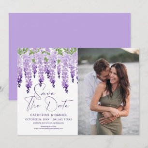 Reserve A Data Foto de casamento roxo Wisteria em aquarela