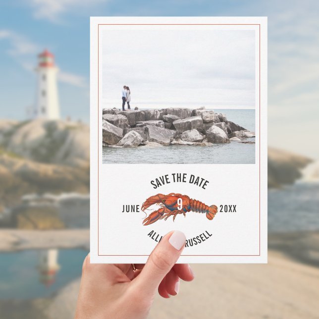 Reserve A Data Foto de Casamento Russo de Lagosta Azul Gingham (Criador carregado)