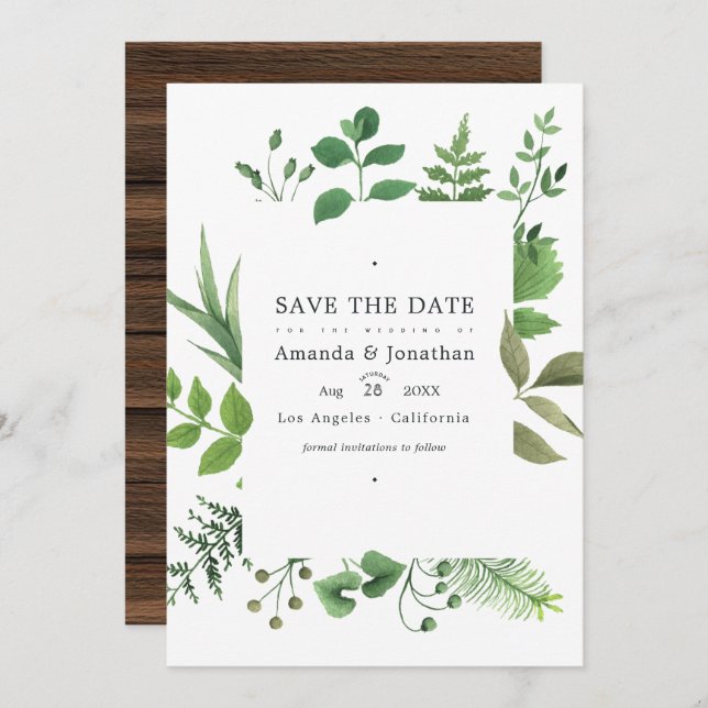 Reserve A Data Foto de Casamento Rustic Country Barn Greenery (Frente/Verso)