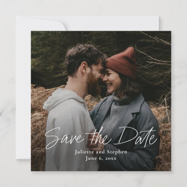 Reserve A Data Foto de casamento simples e moderna para Save the  (Frente)