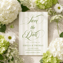 Reserve A Data Foto de casamento verde e branco Salve a data
