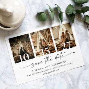 Reserve A Data Foto de colagem de script moderno preto e branco l