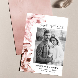 Reserve A Data Foto de Cristalação de Aquarela Rosa Quartz