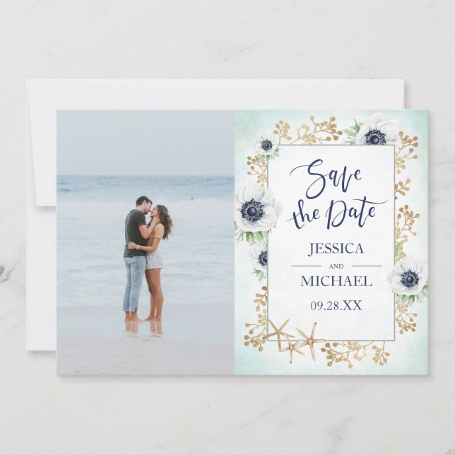 Reserve A Data Foto De Flor De Anêmona Cuta Elegante Por Aquarela (Frente)