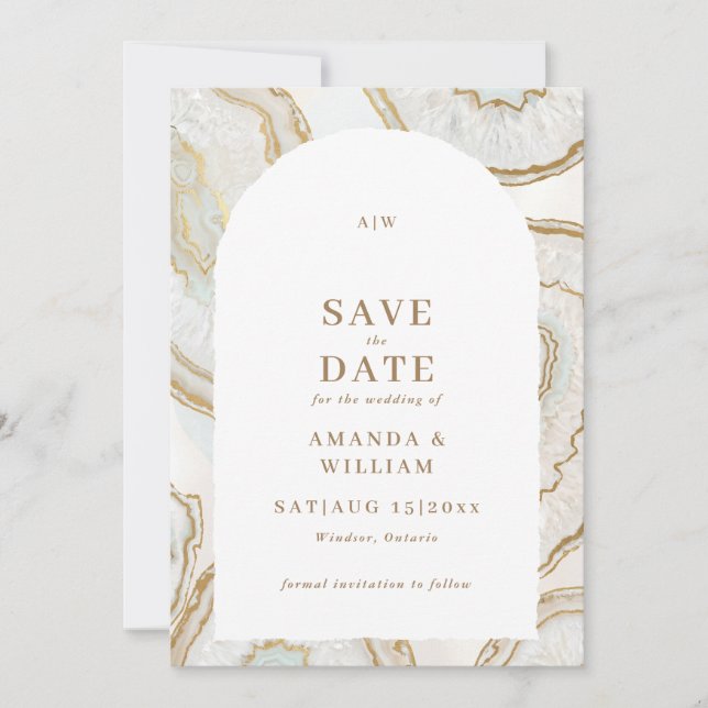 Reserve A Data Foto de Fundo de Ágata Quartz para Casamento  (Frente)
