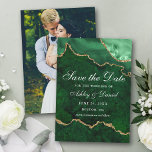 Reserve A Data Foto de Geodo de Ágata Mármore Verde Dourado em Aq<br><div class="desc">Cartão de Save The Date de Geodo de Ágata Mármore Verde Esmeralda e Dourado em Aquarela Moderna e Elegante - Parte de Trás da Foto</div>
