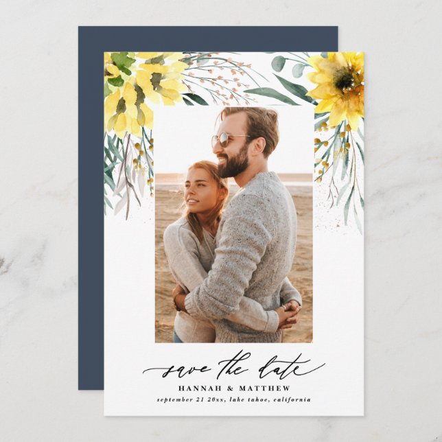 Reserve A Data Foto de girassol de eucalipto com baixo relevo mod (Frente/Verso)