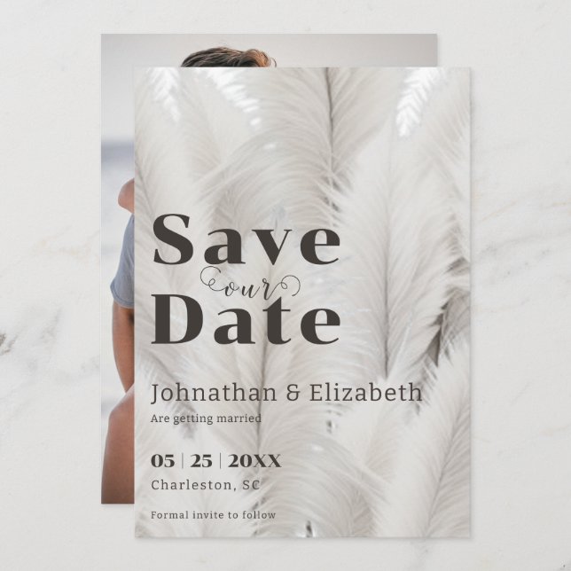 Reserve A Data Foto de Grass Boho Pampas (Frente/Verso)