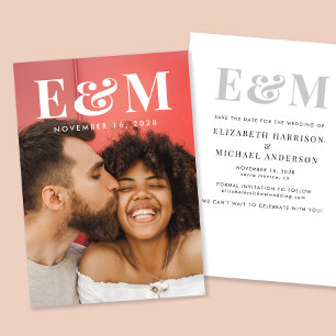 Reserve A Data Foto de Iniciais de Monograma Grande Moderno