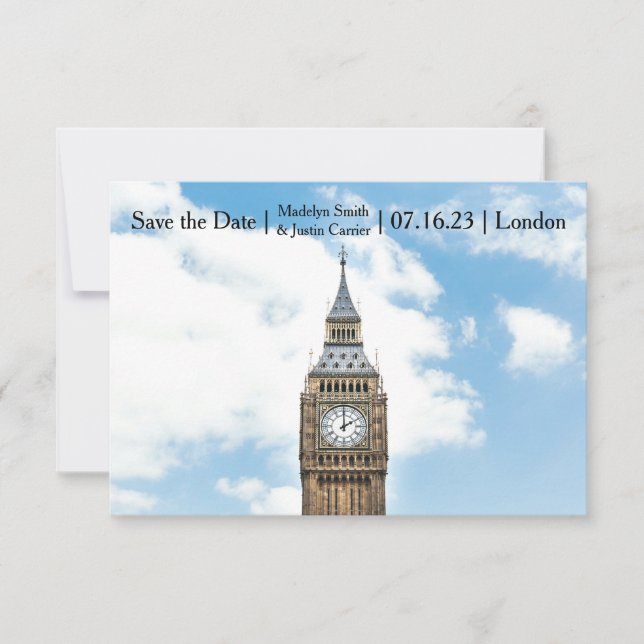 Reserve A Data Foto de Londres - 3x5 Salvar a Data (Frente)
