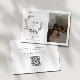 Reserve A Data Foto de Monograma de Terra Floral Elegante