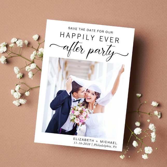 Reserve A Data Foto de recepção de casamento (A stylish save the date announcement for a reception to celebrate your elopement or private wedding)