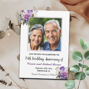 Reserve A Data Foto de Rosas Roxo do 75º aniversário do casamento