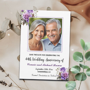 Reserve A Data Foto de Rosas Roxo do Aniversário de Casamento qua