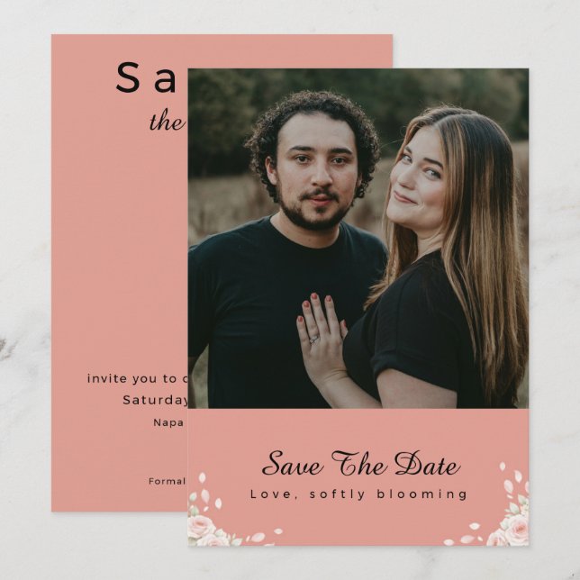 Reserve A Data Foto de Rótulo Moderno de Pétala Sussurrada Rosa E (Frente/Verso)
