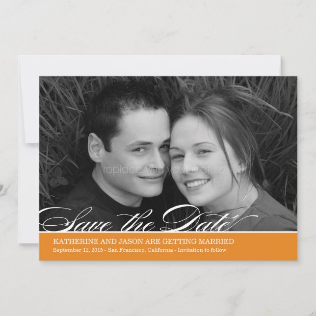 Reserve A Data Foto de Script Atemporal Save The Date - Laranja (Frente)