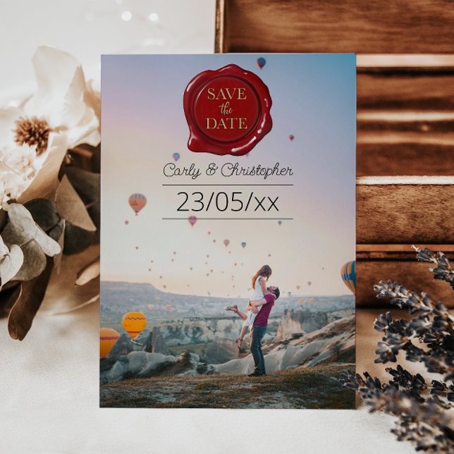 Reserve A Data Foto de Selo de Cera Vermelha Fofa - Save The Date (Criador carregado)